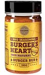 Burger's Heart BBQ Burger Rub - 100% Natural BBQ Seasoning - Classic Seasoning Mix For Extraordinary Tasting Burgers - Beef, Pork, Poultry, Veggie Patties - Large Jar (190g)