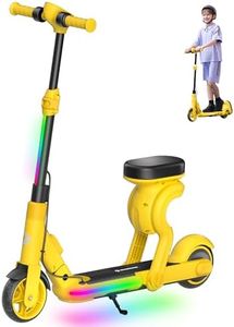 ECOROAD 2-in-1 Kids Electric Scooter EK8,200W Motor & 9 Miles Range,Up to 10 MPH,Dual Brake System,Bluetooth Music & Foldable & Adjustable Height, for Kids Ages 6-12(Yellow)