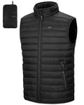 33,000ft Men's Lightweight Gilet, Packable Quilted Puffer Padded Vest Outerwear, Body Warmer Windproof Sleeveless Jacket for Golf Running Hiking Horse Riding Black L