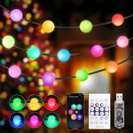 REYLAX USB Fairy Lights Plug in, 49ft 99 LEDs Twinkle String Lights, Dimmable Globe String Lights, Music Sync, Multicolor Christmas Lights Decor Indoor Outdoor, Timer, Work with APP & Remote Control