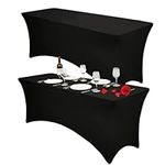 Elipenico Stretch Spandex Table Cover for 2Pack 8FT Tight, Washable and Wrinkle Resistant Stretch Rectangular Patio Table Cover for Event, Wedding, Banquet and Parties (Black, 96Lx30Wx30H Inches)