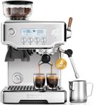 COUPLUX Espresso Machine, 4-IN-1 Professional 58MM Espresso Machine with Grinder 5 Temp Adjust & Compact Espresso Maker 15 Bar with Powerful Milk Frother, One-Touch Americano/Espresso, Stainless Steel