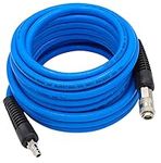 YOTOO PVC Air Compressor Hose 15m Long 6mm ID X 11mm OD 300 PSI with Bend Restrictors, 1/4" Europe Quick Coupler and Plug, Blue