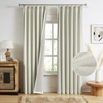 MAIHER Natural Linen Blended Full Blackout Pinch Pleat Curtains with Back Tab for Small Windows, Noise Reducing Thermal Insulated Double Pleated Drapes for Patio Bedroom, W40 x L63, 2 Panels