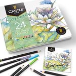 Castle Arts Themed 24 Coloured Pencil Set in Tin Box, perfect colours for ‘Botanical’ Art. Featuring quality, smooth coloured cores, superior blending & layering performance for great results