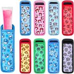 Hzran Ice Pop Sleeves, 8 Pieces Ice Pop Neoprene Insulator Sleeves, Freezer Popsicle Holder Sleeves, Colorful Ice Sleeves Holder Bag, Reusable Washable Ice Popsicle Holders for Kids.