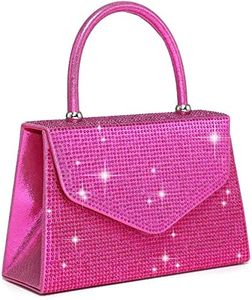 Dasein Women's Evening Bag Party Clutches Wedding Purses Cocktail Prom Handbags with Frosted Glittering (Rhinestone-fuchsia)