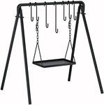 38" Grill Swing Large Campfire Grill Stand w/6 Hooks Cast Iron BBQ Grill Campfire Cooking Stand Cookware Hanging Rack Outdoor Picnic Camping Bonfire Party Barbecue Set for Cookware & Dutch Oven