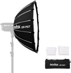 Godox Quick Release Softbox QR-P60T 23.6in 60cm Compact Bowens Mount Softbox with Carry Bag 2 Diffusers for Photography Shooting Continous Light Monolights Vedio Portrait Shooting (23.6in, Softbox)