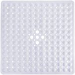 Yimobra Shower Stall Mat Non Slip, 21x21 Inch, Soft Square Bath Mat for Shower with Suction Cups and Drain Holes, Stall Floor Mats for Bathroom, Machine Washable, Bathroom Accessories, White
