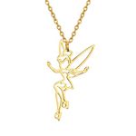 EUEAVAN Princess Wendy Tinkerbell Pendant Necklace Fairy Pixie Angel Trendy Exquisite Magical Dancer Ballet Choker Jewelry Fairy Tale Quote Girls Women Teens (gold)