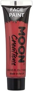 Moon Creations Tubes de peinture pour le visage et le corps | Peinture pour le visage prête à l'emploi | Sans cruauté | Peinture pour le visage pour enfants, adultes, Halloween et plus, rouge, 12 ml