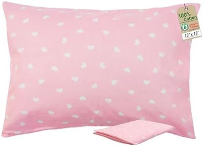 ZPECC Toddler Pillow with Pillowcase - 13 x 18 Organic Pillows for Sleeping, Soft Breathable Small Kids Pillow for Crib, Toddler Bed, Travel, Love (Intended for Age 2 and up)