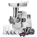 STX Megaforce 3000 Powerful Air Cooled 6-In-1 Heavy Duty Electric Meat Grinder with Foot Pedal • Sausage Stuffer • Kubbe Maker • Burger/Slider Maker • 2 Meat Claws • 3 S/S Blades • 4 Grinding Plates