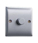 Dimmer Switch for Lights Brushed Steel | VELTZ Pro | 1 Gang 2 Way 400W | Slim Curved Round Edge Design | Wall Electrical Power Switched