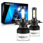 AUTOGROOMZ 6 month WARRANTY Geniune H4 Hi/Lo 9000LM 6500K 72 W LED Automotive Headlight Bulbs Auto Conversion Driving Lamp (Cool White light) (H4) (H4)