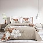 DJY 3 Pieces Quilt Set King Taupe F