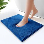 Moonlight Bedding Bath Mat Non Slip Anti Mould - Chenille Shower Mat Navy 40 x 60 cm Super Absorbent Bathroom Mat Machine Washable Extra Soft Fluffy Bathmat