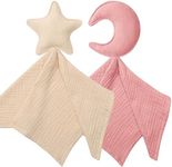 Knirose Newborn Baby Loveys Security Blanket Muslin Soft & Breathable,Organic Cotton Star & Moon Lovies for Baby New Born Boy Girl Unisex Baby Unique Neutral Presents for Babies Newborn Toddler