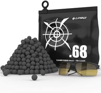 LinRui 100ct .68 Cal Paintballs for Reusable Training and Less Lethal Self Defense Balls, Paintballs .68 Caliber Ammo Rubber Projectile Fit for Byrna SD/T4E HDR/Paintball Guns （Goggle included）