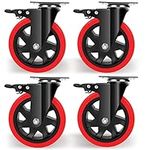 Nefish 6 Inch Heavy Duty Caster Wheels, Industrial Casters Set of 4, Locking Industrial Swivel Top Plate Casters 2600 Lbs, 360 Degree Industrial Grade Casters for Industrial, Furniture, Equipment