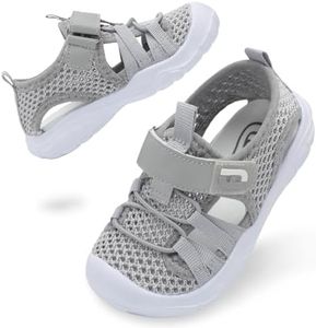 JOINFREE Boys Water Shoes Kids Toddler Walking Sandals Baby Athletic Sneakers Quick Dry Barefoot for Beach Swimming Pool 9 Toddler Mesh Grey