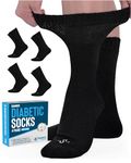 Doctor's Select Bamboo Viscose Diabetic Socks Women - 4 Pairs Crew Womens Diabetic Socks | Diabetic Socks for Women Size 6-9, 4 Pairs - Black, Large