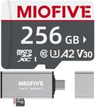 Miofive microSDXC Memory Card - Ultimate Micro SD Card with USB 3.0 Type-C Card Reader 170MB/s, C10, U3, A2, V30, 4K for Dash Cams, Android Smartphones, Tablets, and Gaming Devices (256, GB)