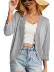 GRECERELLE Womens Summer Cardigan Lightweight Soft Casual Cropped Knit Shrugs Jumper Womens Tops for Dress Summer Evening Wedding (Light Grey, L)