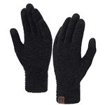 Womens Winter Touchscreen Gloves for Cold Weather, Chenille Warm Cable Knit Elastic Cuff Texting Thermal Gloves for Driving
