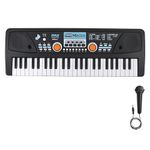 Pyle Digital Electronic Musical Keyboard - Kids Learning Keyboard 49 Keys Portable Electric Piano W/ Drum Pad, Recording, Rechargeable Battery, Microphone – Gift for Girls & Boys 3-12 & Older