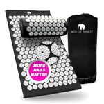 BED OF NAILS The Comfortable Acupressure Mat and Pillow Set — Massage Mat for Neck and Back Pain Relief Acupuncture Mat and Pillow for Increased Energy & Relaxation, Carry Bag JetBlack