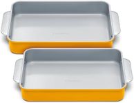 Caraway Non-Stick Ceramic 9”x13” Rectangle Pan Duo - Naturally Slick Ceramic Coating - Non-Toxic, PTFE & PFOA Free - Perfect for Brownies, Lasagnas, and More - Marigold