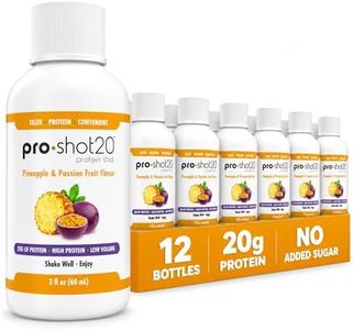 Pro-Shot20 Protein Shot Pineapple & Passion Fruit Flavor, 60 mL, 12-Pack- 20g Whey Protein & Hydrolyzed Collagen Drink- Low Calorie, Low Carb, Gluten Free, No Aspartame, Ready to Drink