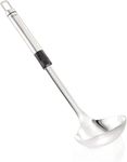 Leifheit Large Ladle Stainless Steel, Ideal for a Punch Bowl ladle or Soup Ladle in Silver/Black and Dishwasher Safe, Diameter 9 cm and Volume 100 ml