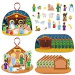 JUESMOS 24PCS Make a Nativity Scene Sticker Craft Kit Ornament Nativity Crafts Religious DIY Nativity Crafts for Kids Christmas Craft Set for Sunday School Classroom Christmas Party Favor Games Supply