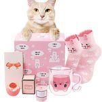 Luka Tech Double Wall Glass Cute Cat Tea Cup Coffe mug, Unique Birthday Gifts ideas Funny Christmas gifts for Women,Wife,Mum,Her,Girl,Teacher,Friends,Mothersday,Valentines