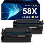 58X CF258X 58A Toner Cartridge Black (with Chip, High Yield) Compatible Replacement for HP CF258X 58X 58A CF258A MFP M428fdw M428fdn M428dw M404 M428 Laserjet Pro M404n M404dn M404dw Printer (2-Pack)