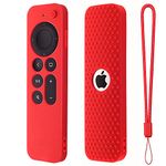 Dealfreez Protective Full Wrap Silicone Case Compatible with New Siri Apple TV 4k 2nd Generation Remote Skin-Friendly Shock Proof Anti-Slip Washable Protective Cover Sleeve (C-Red)