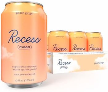 Recess Mood Magnesium & Adaptogen Drink, Relaxation Beverage, 12 ounce (Peach Ginger, 12 pack)