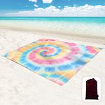 Beach Blanket Waterproof Sandproof Oversized 95”x 80”,Sand Free Beach Mat with Corner Pockets,Portable Mesh Bag for Beach Festival,Picnic,Travel and Outdoor Camping (Unicorn)