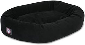 40" Black Suede Bagel Dog Bolster Bed by Majestic Pet Products