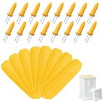 16 Pack Corn Cob Holders and 8 Pack Corn Dishes with Butter Spreader, Corn Dishes and Butter Spreader Set Kits, Corn Cob Holders Skewers BBQ Corn Holders, PEOUWNES Corn on The Cob Holders