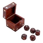 Ortus Arts® Handmade Indian Dice Game Set with Decorative Storage Box - includes 5 Wooden Dice - Unique Gifts for Adults