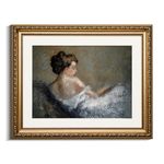 VIYYIEA Gold Framed Wall Art Canvas Print Home Decor Portrait Wall Art Sitting Woman Vintage Decor Room Aesthetic Mid Century Lady Elegant Farmhouse Painting Wall Decor for Bedroom Bathroom 13x16in