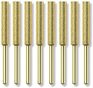 EzzDoo Bits Titanium Plated Diamond Sharpening Wheels - High Hardness 3/16 chainsaw files for Electric Chainsaw Sharpener. 8 pcs. (3/16'', 4.8mm)