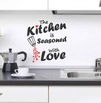 ISEE 360® Kitchen is Seasoned with Love Quotes Wall Sticker for Home Kitchen Hotel Restaurant Canteen Decor Vinyl Decal L X H 50 X 60 Cms