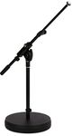 K&M Stands 25960-Black Round Base Low Level Mic Stand with 2 Section Tele-Boom