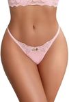 Avidlove Lace Thongs for Women cheeky underwear T Back G String Panties Pink