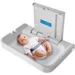 KSITEX Baby Changing Table Wall Mounted, Baby Changing Unit, Baby Changing Station with Safety Strap, Horizontal Diaper Changing Table, Nappy Changing Table for Commercial Restrooms Bathroom